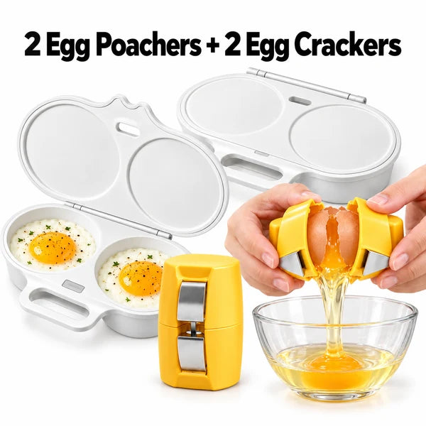 🥚 Perfect Poached Eggs in 2 Mins – No Oil, No Explosion. Microwave Egg Cooker with Splash-Proof Lid.