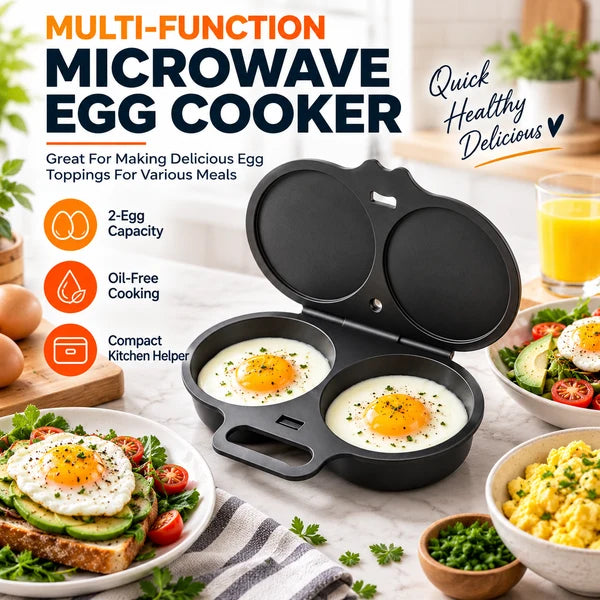 🥚 Perfect Poached Eggs in 2 Mins – No Oil, No Explosion. Microwave Egg Cooker with Splash-Proof Lid.