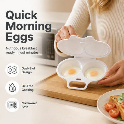 🥚 Perfect Poached Eggs in 2 Mins – No Oil, No Explosion. Microwave Egg Cooker with Splash-Proof Lid.