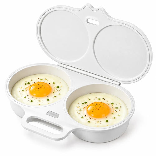 🥚 Perfect Poached Eggs in 2 Mins – No Oil, No Explosion. Microwave Egg Cooker with Splash-Proof Lid.